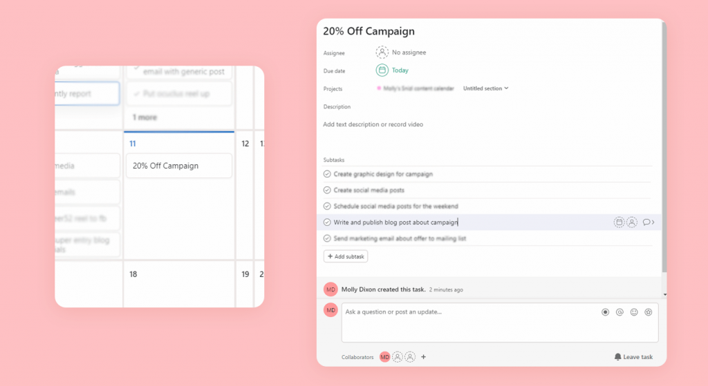 An editorial calendar allows your teammates in an organisation to contribute and edit to a digital planner. Perfect for project and campaign management